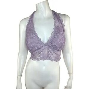 Rue 21 Plus Size 2X Lavender Lace Halter Bralette Crop Top Women 40D 40DD‎
